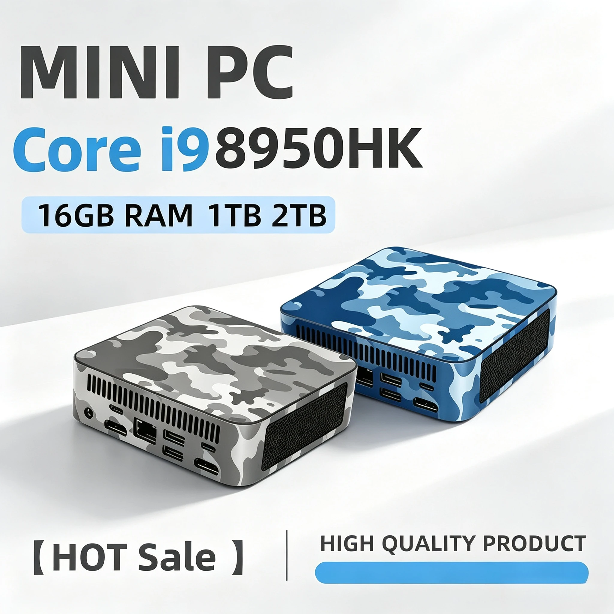 Compact New MINI PC Core i9 8950HK 16GB RAM 1TB 2TB SSD WIFI 6 BT5.2 4K HD Mini Gaming Office Study Pc