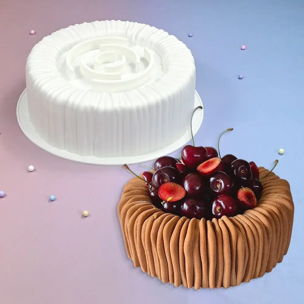 Round Flower Design Bento Cake Silicone Mold Dessert Making Gypsum Making 3D Soap Candle Wax Mould Silicone Material