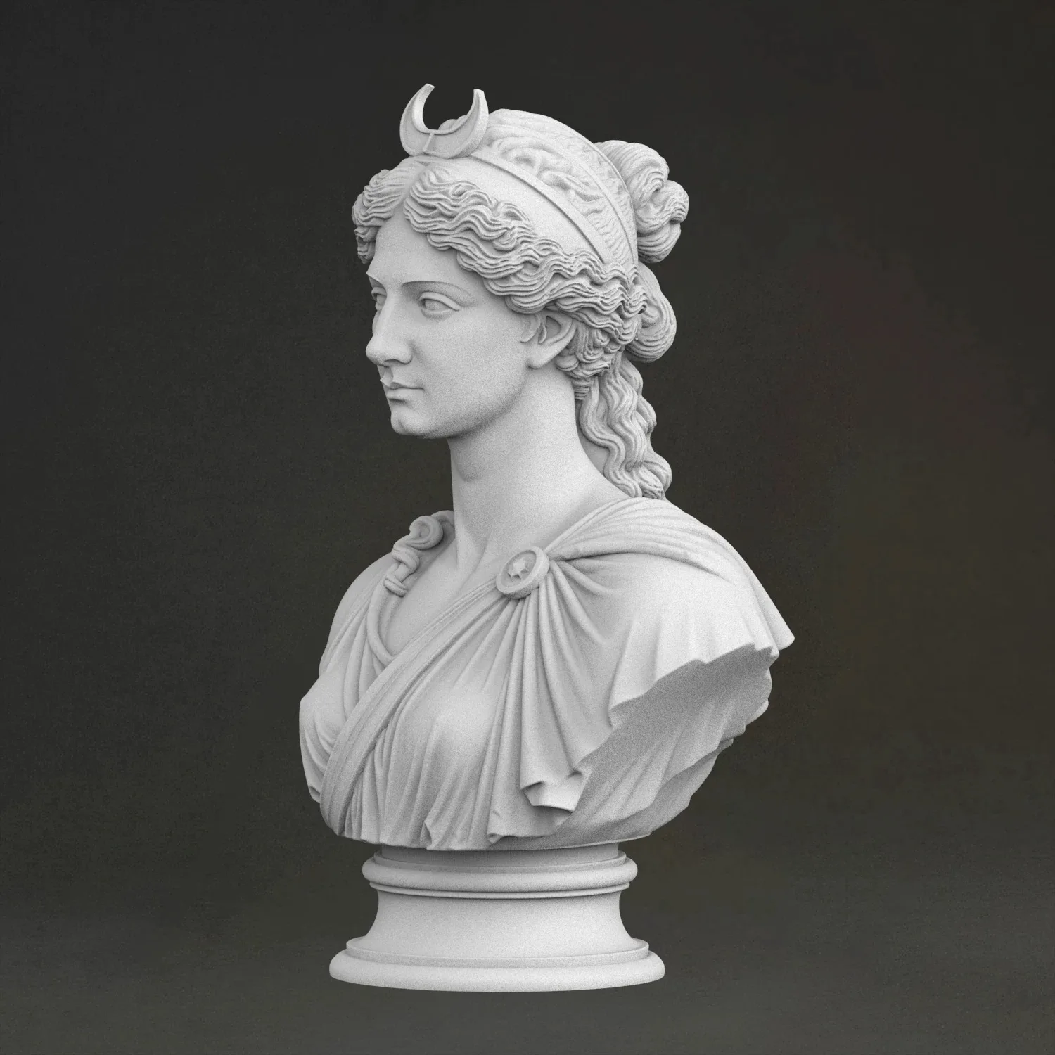 'Bust of Artemis' Sculpture, 3D Printed Resin Material, Hand-Painted, Plaster-Like Textured Decoration (Ships Within 10 Days)