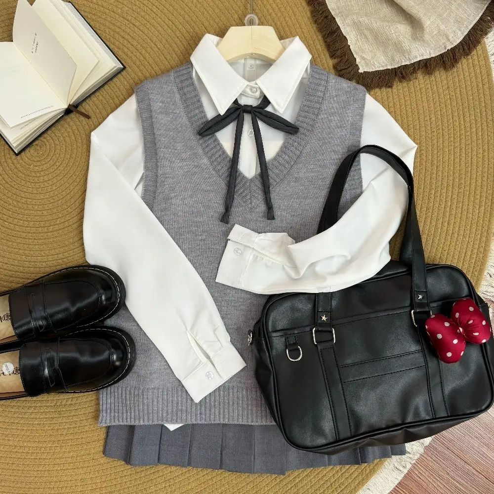 Colete japonês coreano para meninas, suéter combinado, uniforme escolar de malha, terno básico jk, cor sólida, estilo campus, quatro estações
