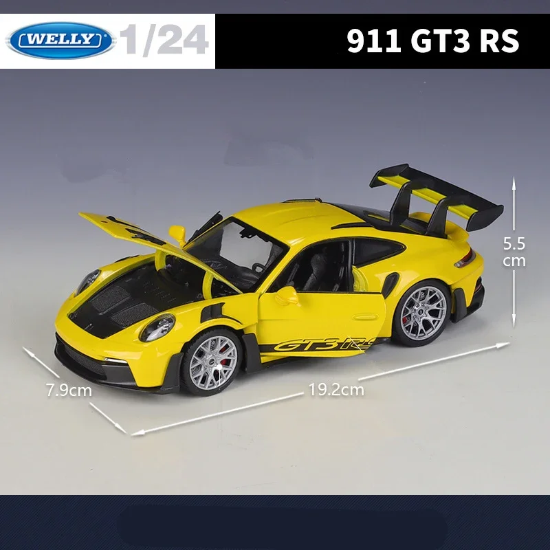 Welly 1:24 Porsche 911 GT3 RS Alloy Sports Car Model Diecast Metal Track Racing Vehicles Car Model Simulation Toy Gift