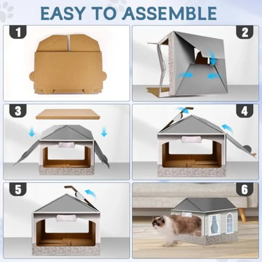 Arranhador de casa de gato de papelão com catnip fácil notool montagem gatinho playhouse 13.5x14.5x13 Polegada diversão interior gato scratcher hous
