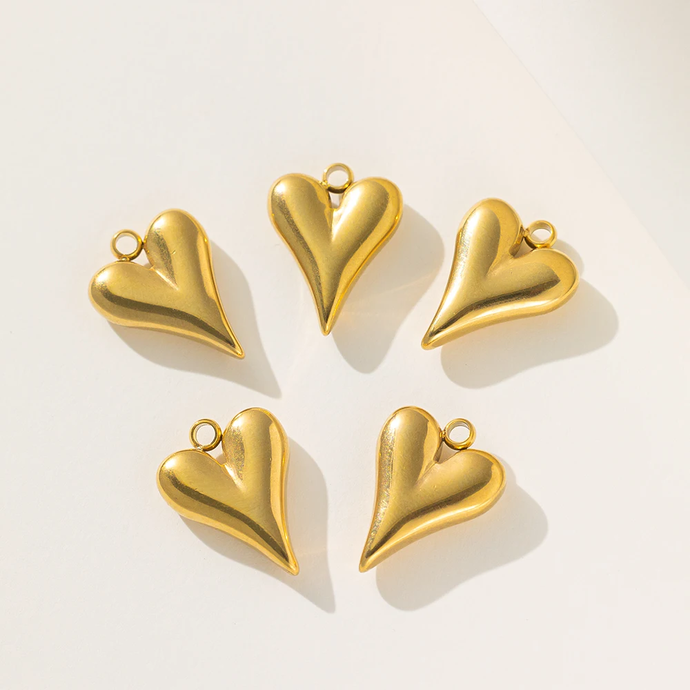 5 Stück/Set Edelstahl Herzförmige Anhänger für Handgemachten DIY-Schmuck, Halsketten, Ohrringe, Zubehör und Bastelmaterial – Detail 4