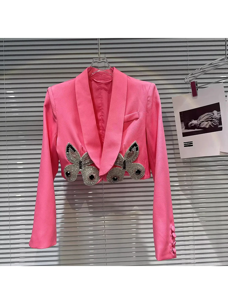 Imagem -03 - Conjunto de Saia e Blazer Curto Feminino de Diamantes Luxuosos Terno de Pista Rua Alta Novo Designer 2023