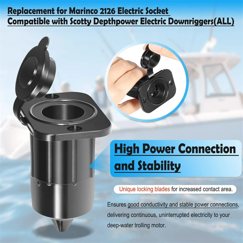 ANX 2126 Elektrische Steckdose 12V Downrigger-Buchse mit Wasserdichter Kappe Kompatibel mit Scotty Depthpower Elektrischen Downriggers – Detail 2
