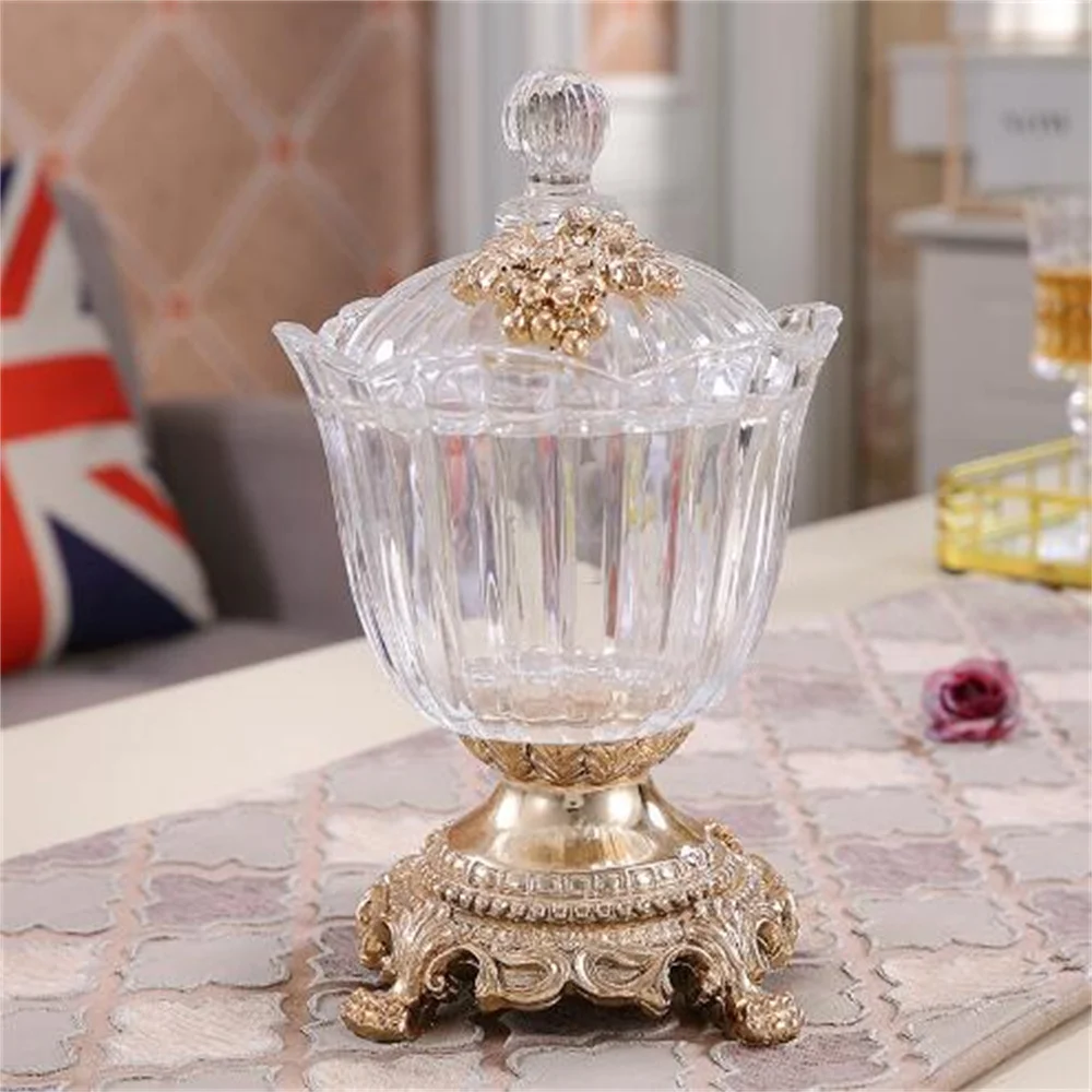 European style glass tissue box, American style household dining table, countertop, living room paper drawer box, coffee table d