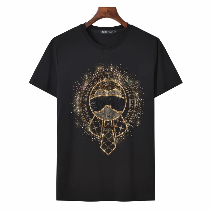 

2023 Fashion T Shirts Women Clothing Character Rhinestones Streetwear O Neck Ladies Tshirt Short Sleeve Tops Calaveras Camiseta