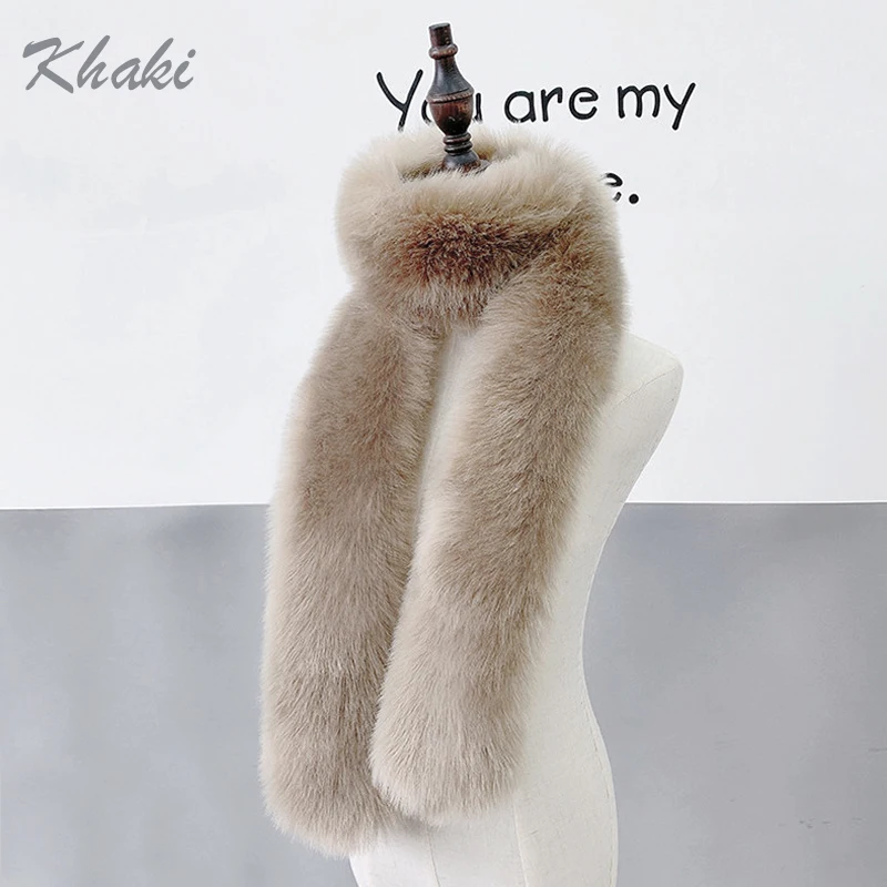 Warm Soft Fur Scarf for Women Faux Fox Fur Scarf Female Winter Fake Collar Long Plush Fur Shawl Cloak Girls Clothes Accessories