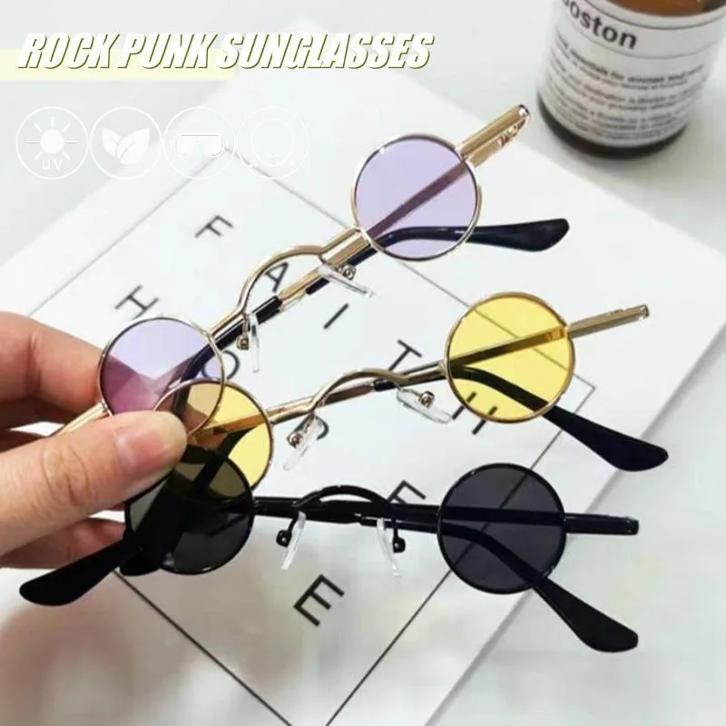 Vintage Rock Punk Sonnenbrille Klassische Kleine Runde Brille Frauen Breite Brücke Metall Rahmen Männer Bunte Linse Brillen