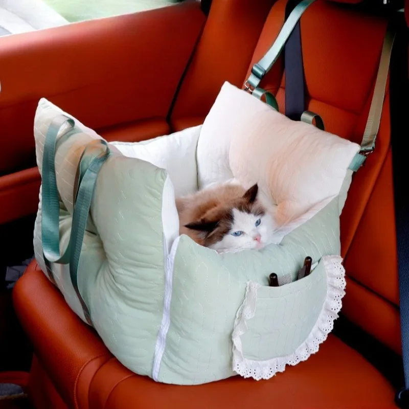 

Автомобильное кресло-переноска для кошек и маленьких собак из ледяного шелка, с функцией автокресла и защитой от скольжения, для безопасных поездок