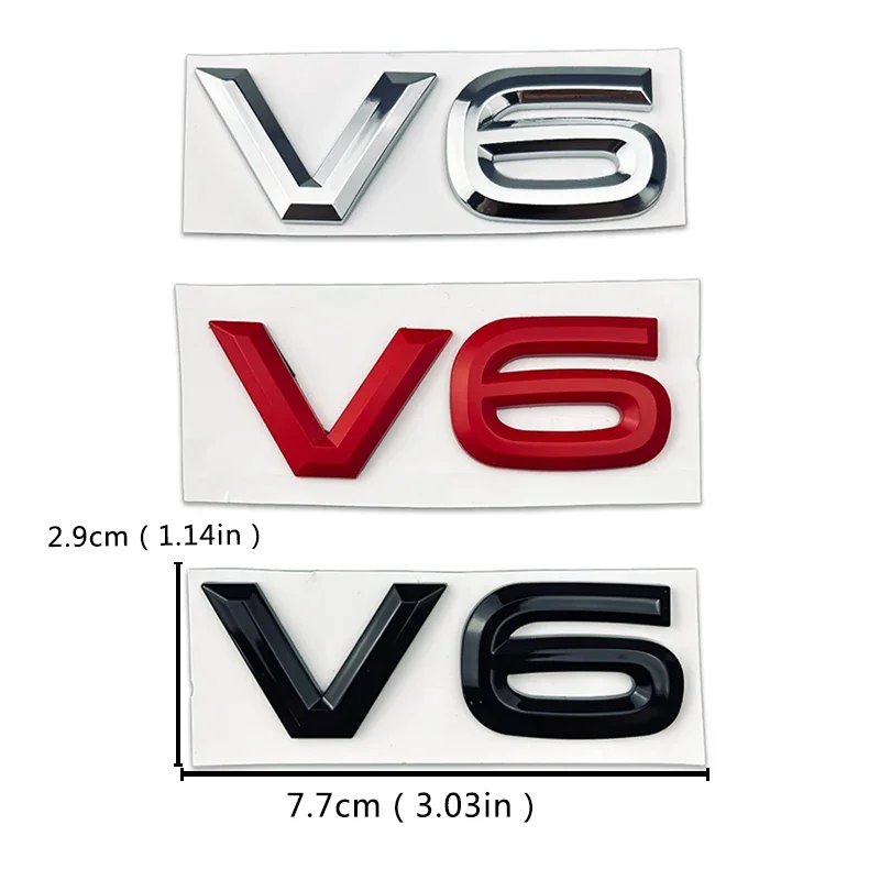 ABS V6 Logo Car Front Grille Badge Rear Trunk Emblem Side Sticker for VW Volkswagen Passat Phaeton R32 R36 Touareg Teramont