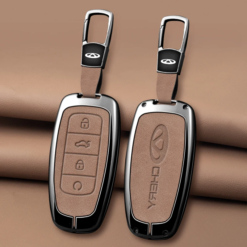 

Car Key Case Cover Alloy Protection Shell Leather For Chery Omoda C5 Fx 7 Tiggo 8 PLUS 8 Pro 7 Pro Arrizo 5 PLUS 2021 2022 2023