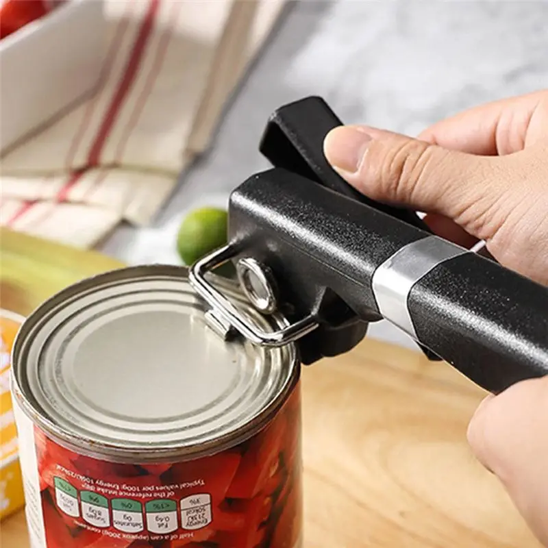 AA1901~2 in 1 Safety Can Opener Manual Edge Opener, No-Trouble-Lid-Lift Manual Can Opener with Magnet Side Cut Hand Can Opener
