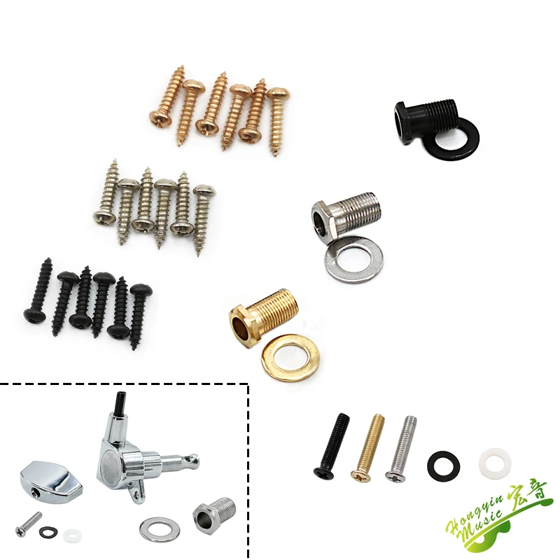 Guitar Tuning Peg Knob Parts Screw Cap Sleeve Handle Screw Nut Washer Gasket Repair Spare Parts Accessories