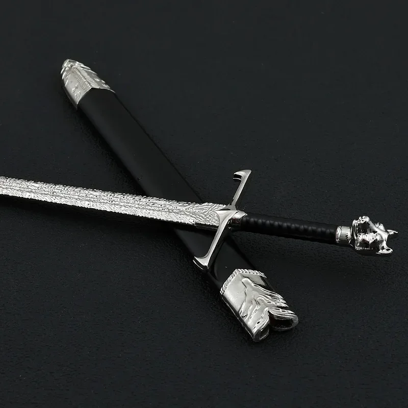 Nuovo 22 centimetri Direwolf Spada In Acciaio Cavaliere Medievale Film Periferico In Metallo Uncut Lama Weapo Modello Ornamento Collezione Artigianato