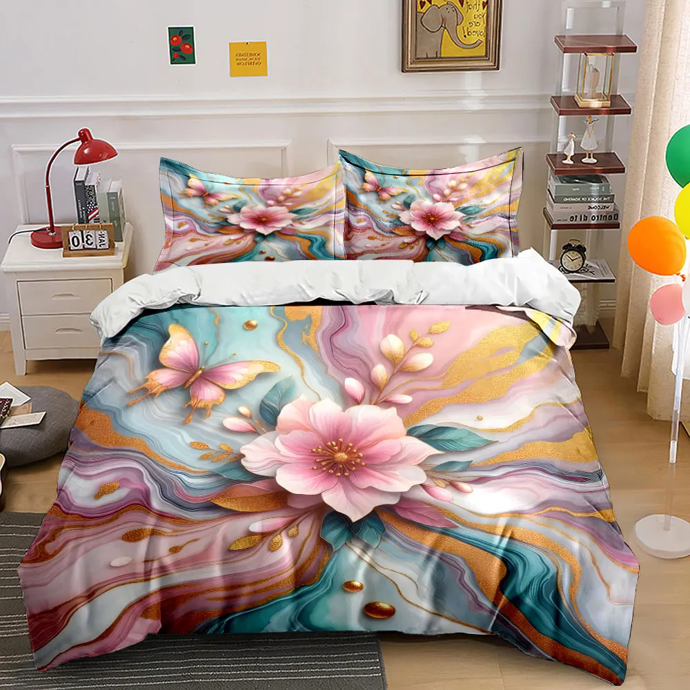 

Elegant Floral-Themed Three-Piece Set kid's and adults' bedroom decor, Exquisite three-piece bedding set gift