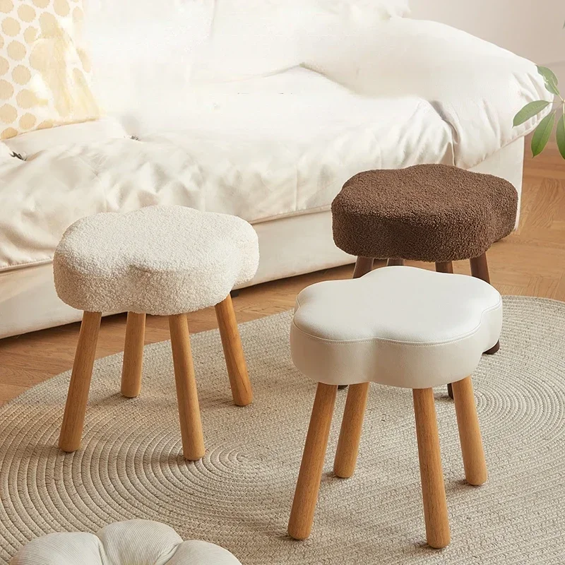 

Cartoon Cute Cloud Makeup Stool Creative Lamb Wool Toilet Stool Makeup Chair Home Lovely Nail Stool Dressing Chair Light Luxury