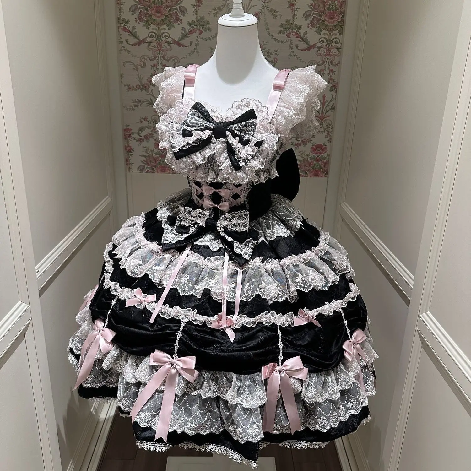 

Spring/Summer Original Lolita Style JSK Suspender Dress Ladies Sweet Kawaii Lace Bow Medium Dress Tea Party Y2K Princess Dress