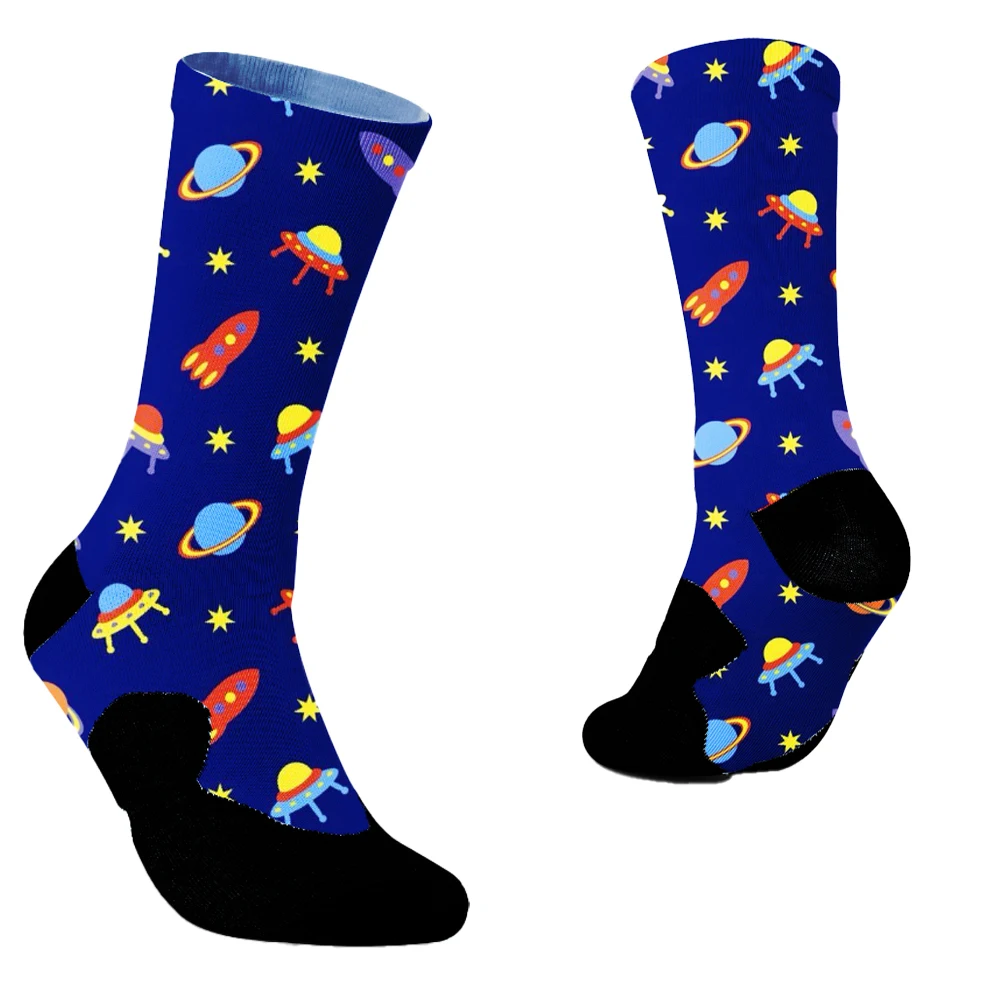 Space cartoon socks slip silicone cycling socks bicycle socks compressed bicycle outdoor running socks