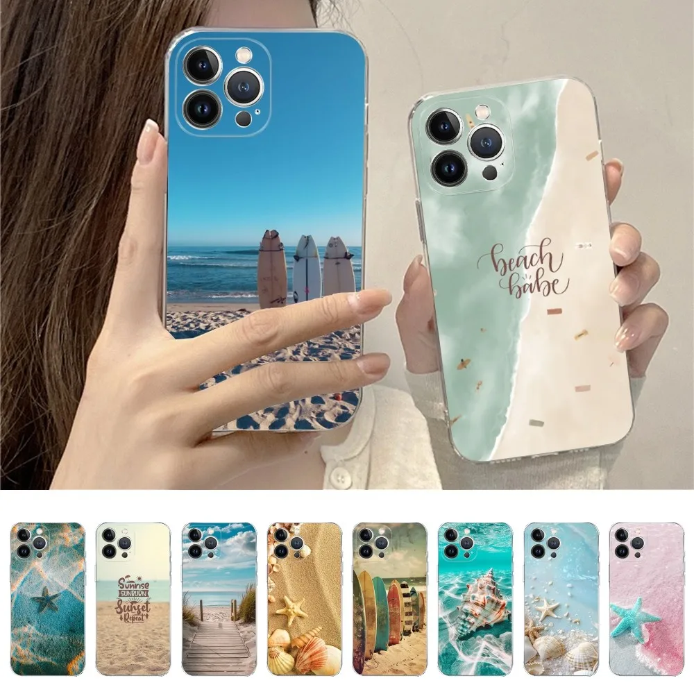 Summer Beach Phone Case For iPhone 15 14 11 12 13 Mini Pro XS Max Cover 6 7 8 Plus X XR SE 2020 Funda Shell