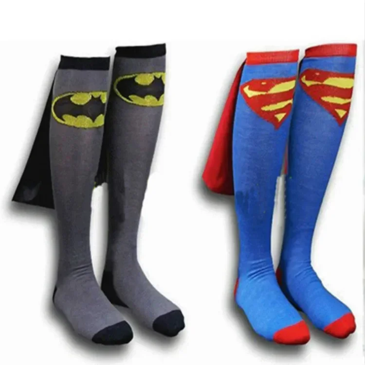 DC Anime Figure Batman Superman Wonder Woman Universal Cotton Football Socks Long Tube Jacquard Sports Cloak Socks Birthday Gift