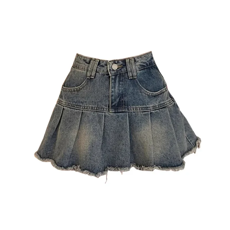 Deeptown Vintage Denim Spódnica Kobiety Plisowane Seksowne Krótkie Spódnice Retro Koreańska Moda Estetyka Casual A-line Streetwear Jean Spódnica — zdjęcie 2