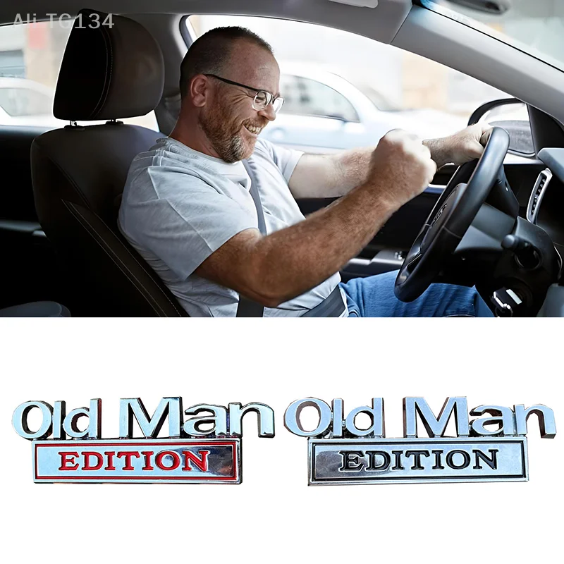 Etiqueta engomada resistente a la intemperie del emblema del coche de la edición del viejo hombre del metal 3D para el coche camión SUV motocicleta divertida calcomanía de la placa de identificación