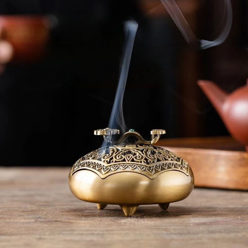 

LTT antique copper ornament three-legged household incense burner tea ceremony indoor creative wishful ornament