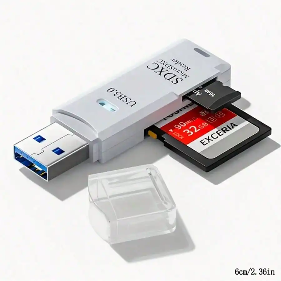 

1 USB 3.0 2-In-1 Card Reader For SD/TF Cards- High Speed Memory Card Adapter (Compact & Portable)