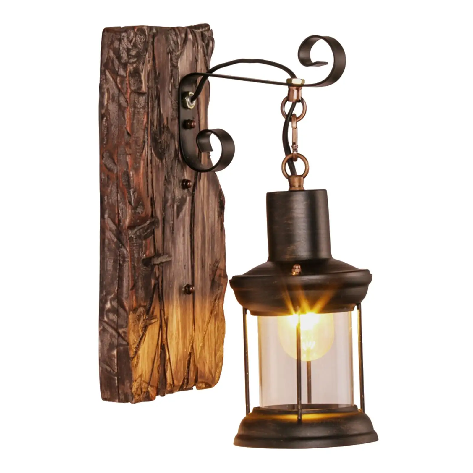 Retro Style Vintage Indoor Light E27 Decorate Wall Light Solid Wood Base Rustic