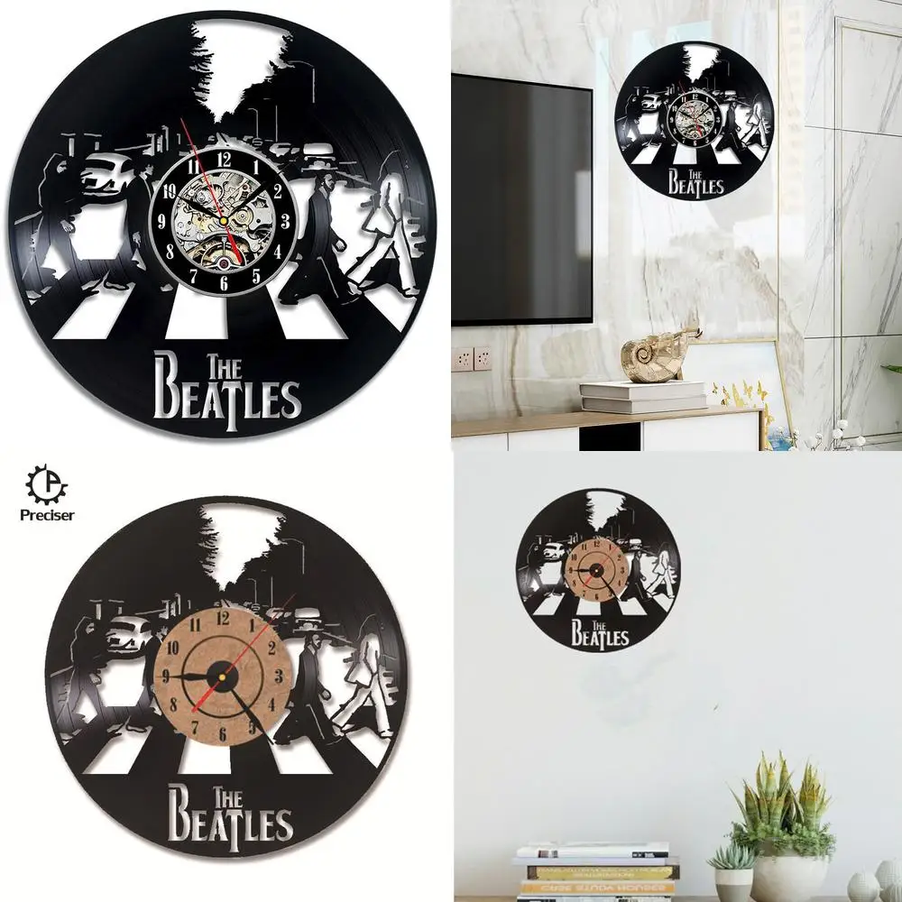 

Round Hollow Beatles Vinyl Record Wall Clock Creative Retro Handmade Decorative Clock