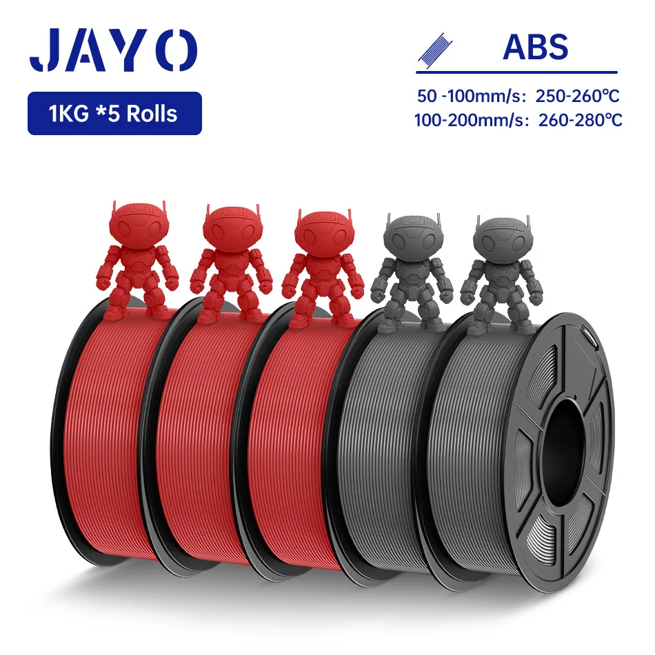 JAYO ABS 3D-Drucker-Filament 5KG 1,75mm ABS für 3D-Drucker, ABS 3D-Drucker-Filament mit Heißverformung 90°, Perfekt für Funktionale Prototypen & Mechanische Teile