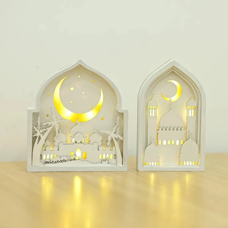 

【Best-selling】New Muslim Wooden Festive Luminous Pendant LED Pendant Creative Home Decoration Antique Bang Decoration Gift Decor