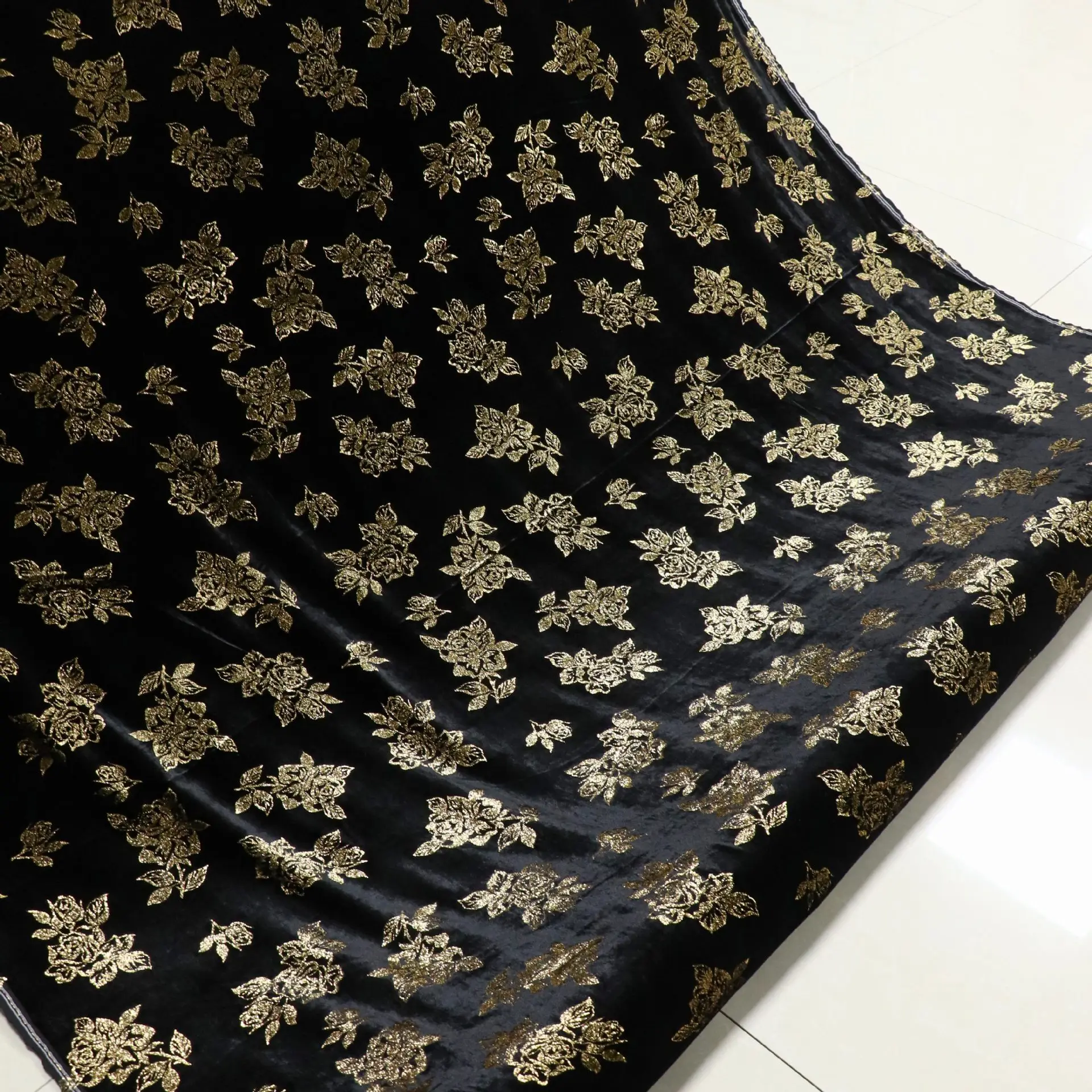 Rayon Silk High Quality Velvet Silk Golden Prints Flower Velvet Tulle Fabric Women's Dress DIY Sewing Garment Tissu