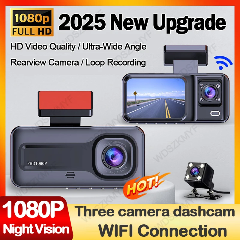 

WIFI Control Car Dvr 2/3 Channel 1080P Dash Cam for Cars Front and Rear View Recorder Video Car Camera for Car Assecories