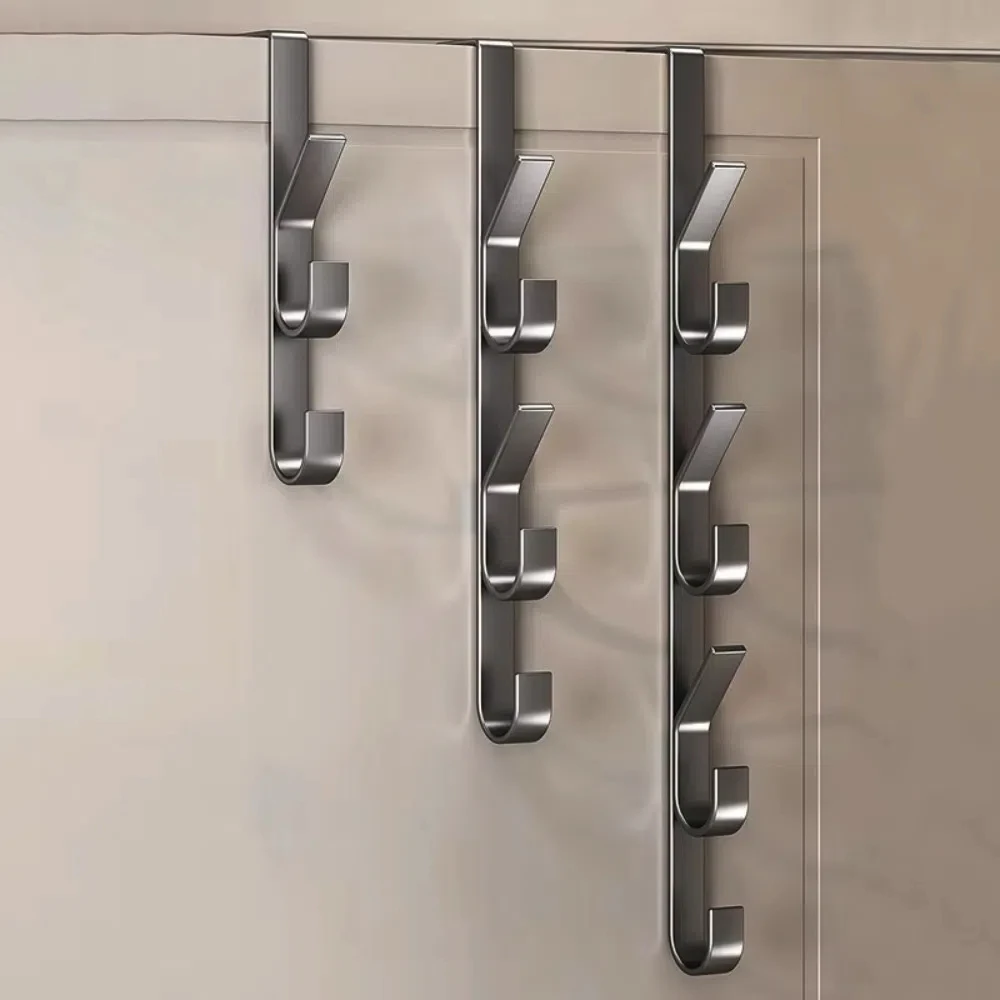 Door Hanging Hook Free-Punch Door Back Type Metal Hook Over The Door Hat Coat Hanger Handbag Storage Rack Bathroom Accessories