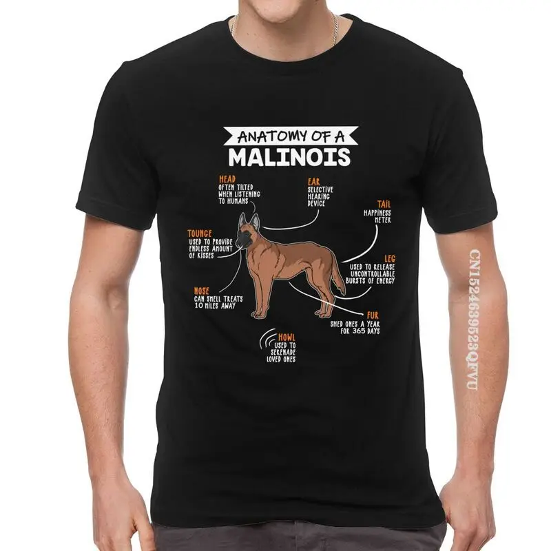 Anatomy Of A Malinois T Shirt Men's Cotton Oversized Printed Tshirts Men Tshirt Dog Owner Belgian Shepherd Mechelaar Tee Tops