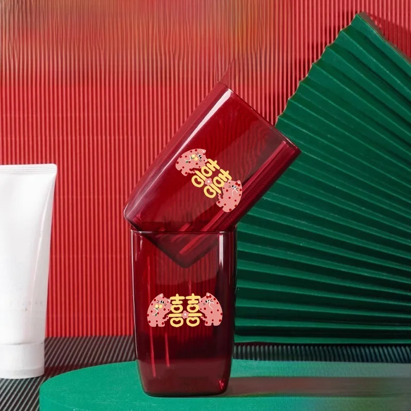 

Suobite Свадебная пара Waing Cup Красная праздничная чашка Spouse для полоскания рта Новый набор для ожидания пары Аксессуары Batoom