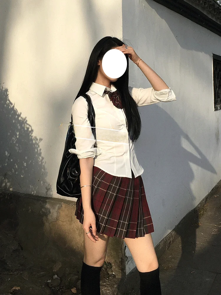 

Original Milk Flavored Cherry Red Jk Uniform Set Women's School Style Skirt Short Skirt Plaid Skirt Summer Fashion