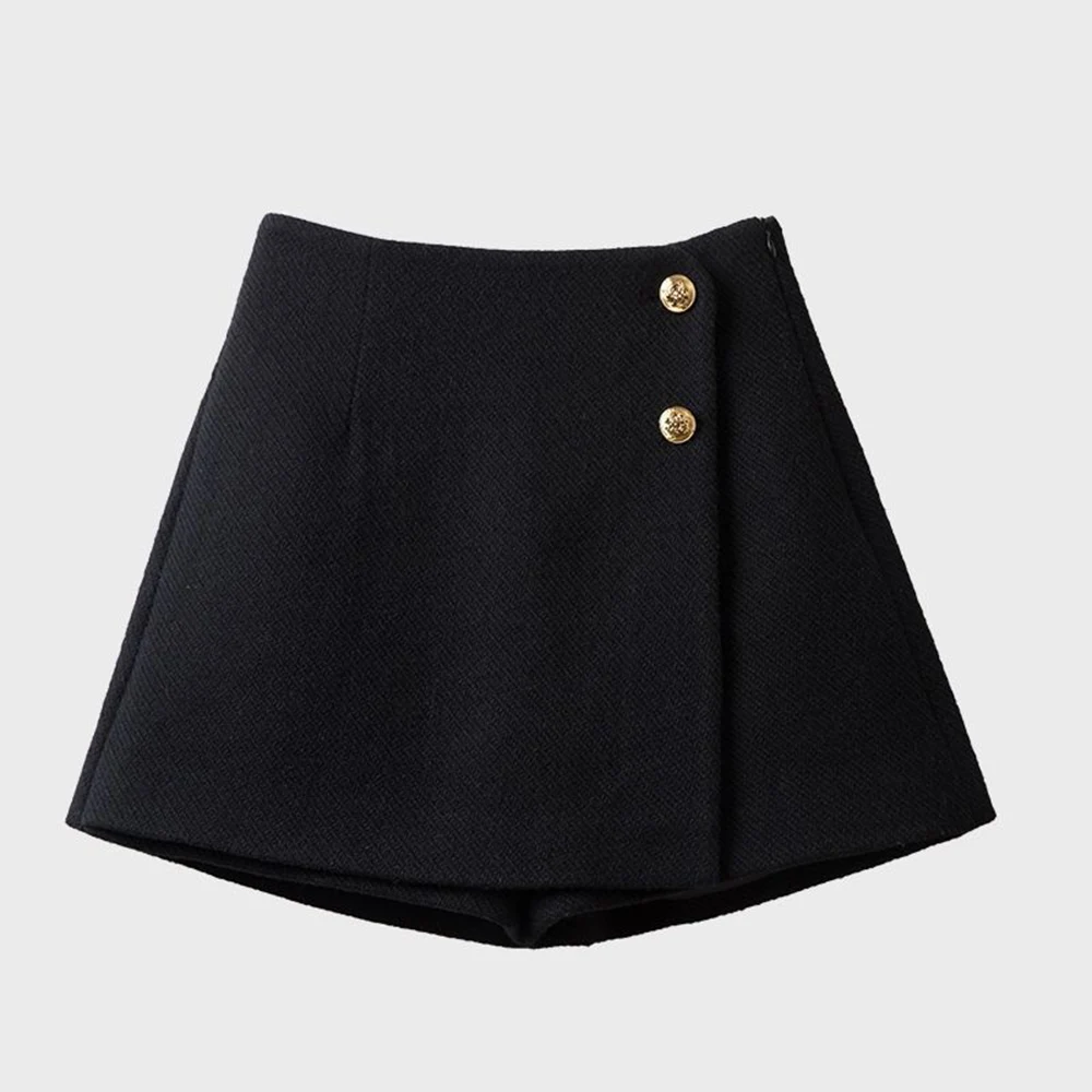 Woolen Short Pants Women's Outwear Versatile Spring Autumn Skirt Pants Loose Irregular Casual Bootcut High Waist Wide Leg Skort