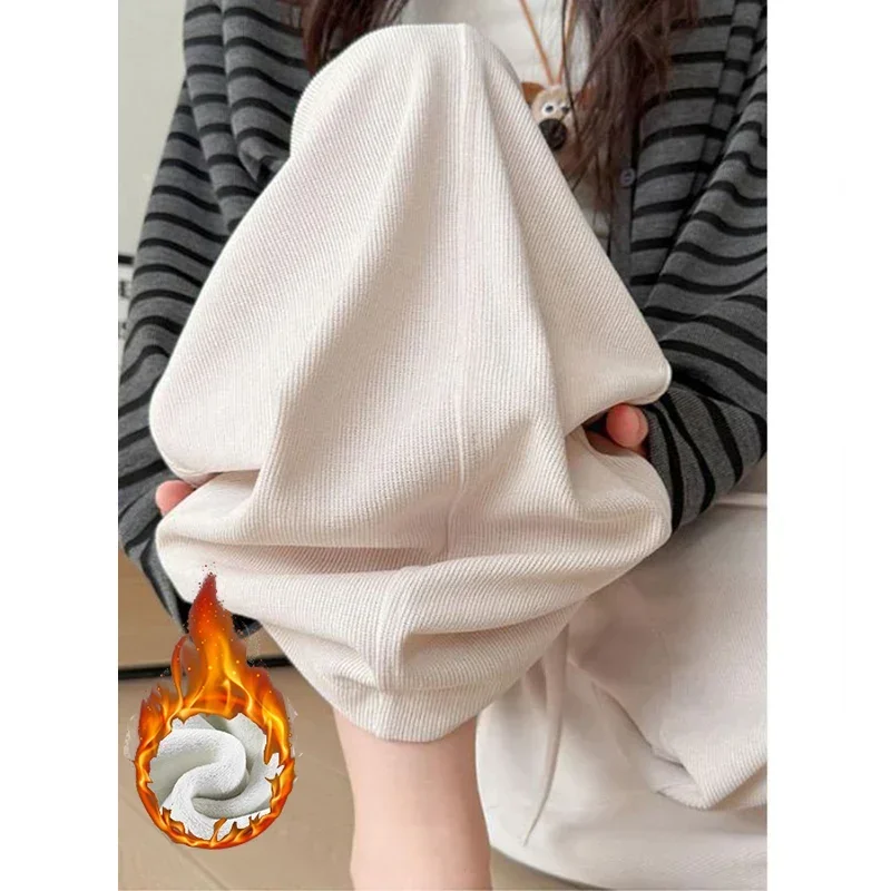 Winter-Jogginghose für Mädchen aus dünnem Fleece, modische, warme Plüsch-Freizeithose für Damen, hohe Taille, thermische Sweatpants für Mädchen – Detail 30