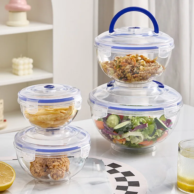 Высококачественная герметичная коробка для хранения продуктов питания из 4 предметов с удобной в очистке и ручкой, подходящая для приготовления еды и коробки для бенто