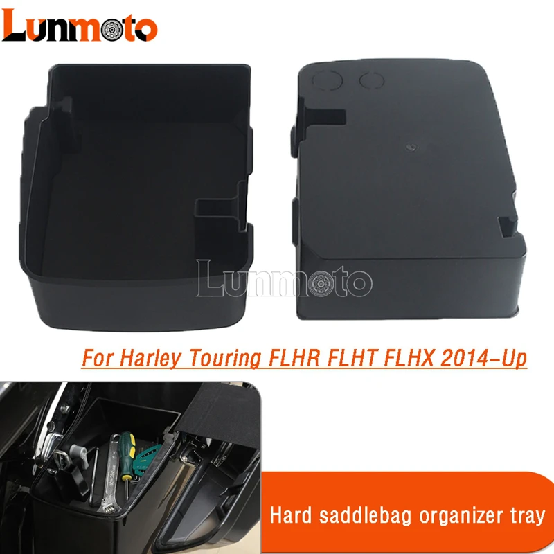

Motorcycle Parts Left Right Holder Hard Saddlebag Organizer Tray Plastic Storage Plate For Harley Touring FLHR FLHT FLHX 2014-Up