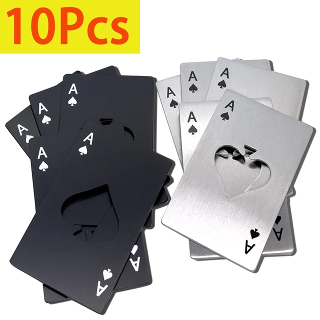 10 szt. Otwieracz do butelek w kształcie kart pokerowych, otwieracz do butelek As Pik, otwieracz do puszek ze stali nierdzewnej, otwieracz do piwa, gadżety do jadalni, narzędzie kuchenne