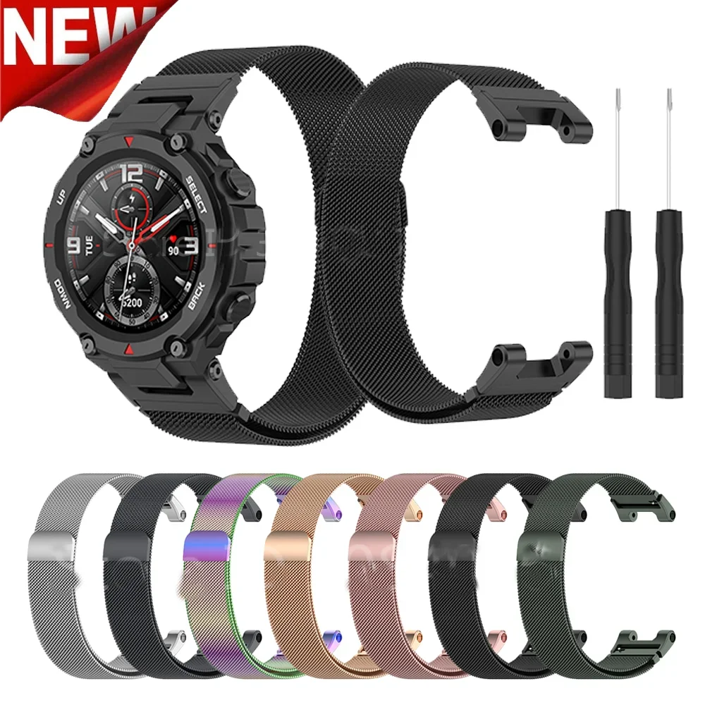 Milan Magnetic Loop Strap For Xiaomi Amazfit T-Rex pro Wriststrap Bracelet Correa For Amazfit T-Rex 2  Milanese Metal Watchband