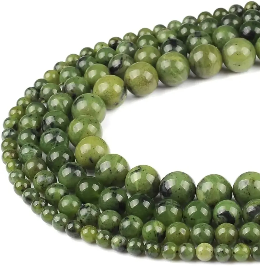 38/45/60/90pcs 4/6/8/10mm Natural Canadian Jade Gemstone Round Spacer Loose Stone Beads for Jewelry Making