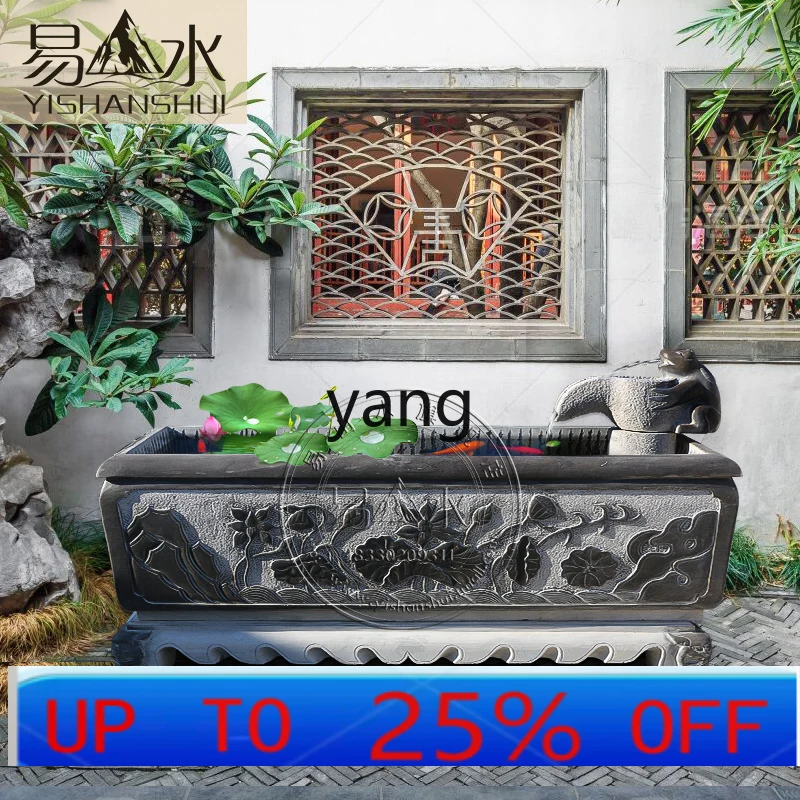 

Lh stone carving fish tank bluestone carving lotus square tank golden toad water tank courtyard landscape ornament