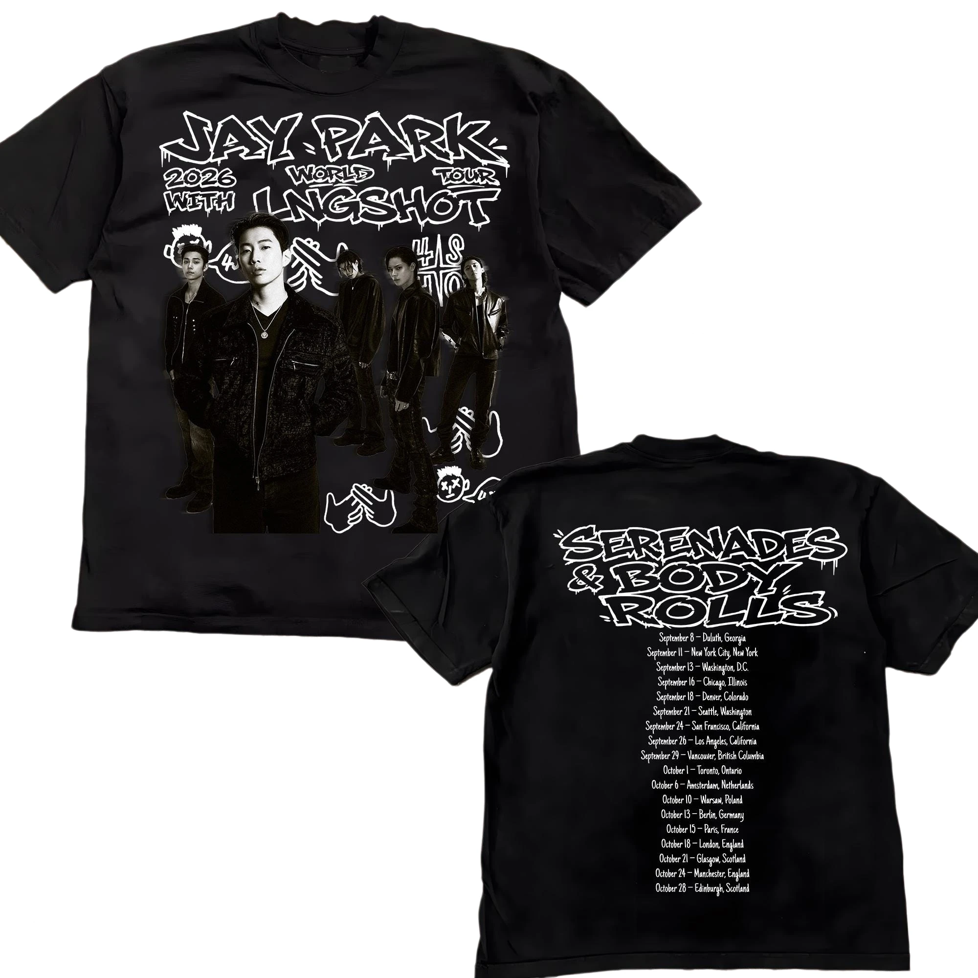 Lngshot 4shoboiz Serenades & Body Rolls Jay Park 2026 World Tour T-Shirt Baumwolle Herren Damen Y2k Oversized T-Shirt Casual Tee – Detail 6