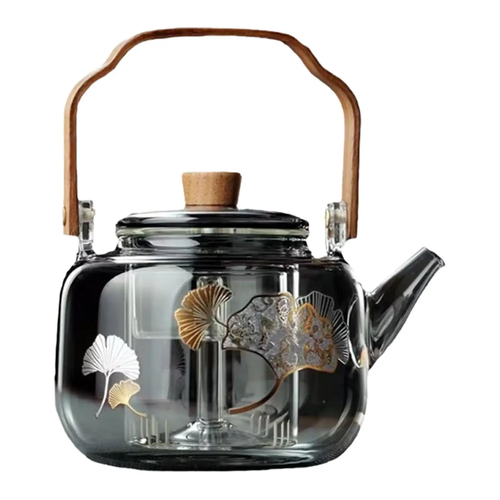 

Glass Teapot Transparent Safe Hand Blowing 1L Kung Fu Tea with Tea Strainer Tea Kettle for Picnic Indoor Family Household