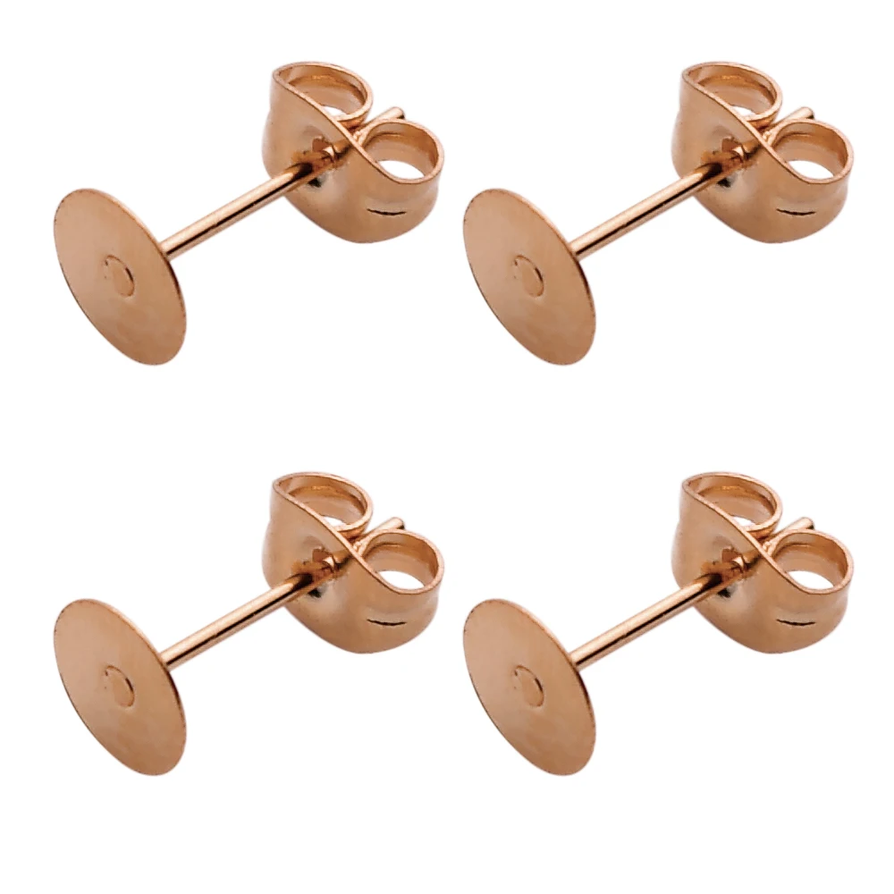 50 Stuks Gold Rvs Blank Bericht Oorbel Studs Base Pins Met Earring Plug Bevindingen Ear Terug Voor Diy Sieraden accessoires